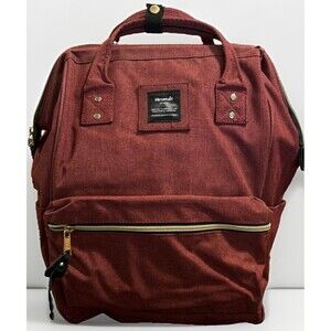 Himawari Burgundy Red Nylon Canvas Waterproof Backpack